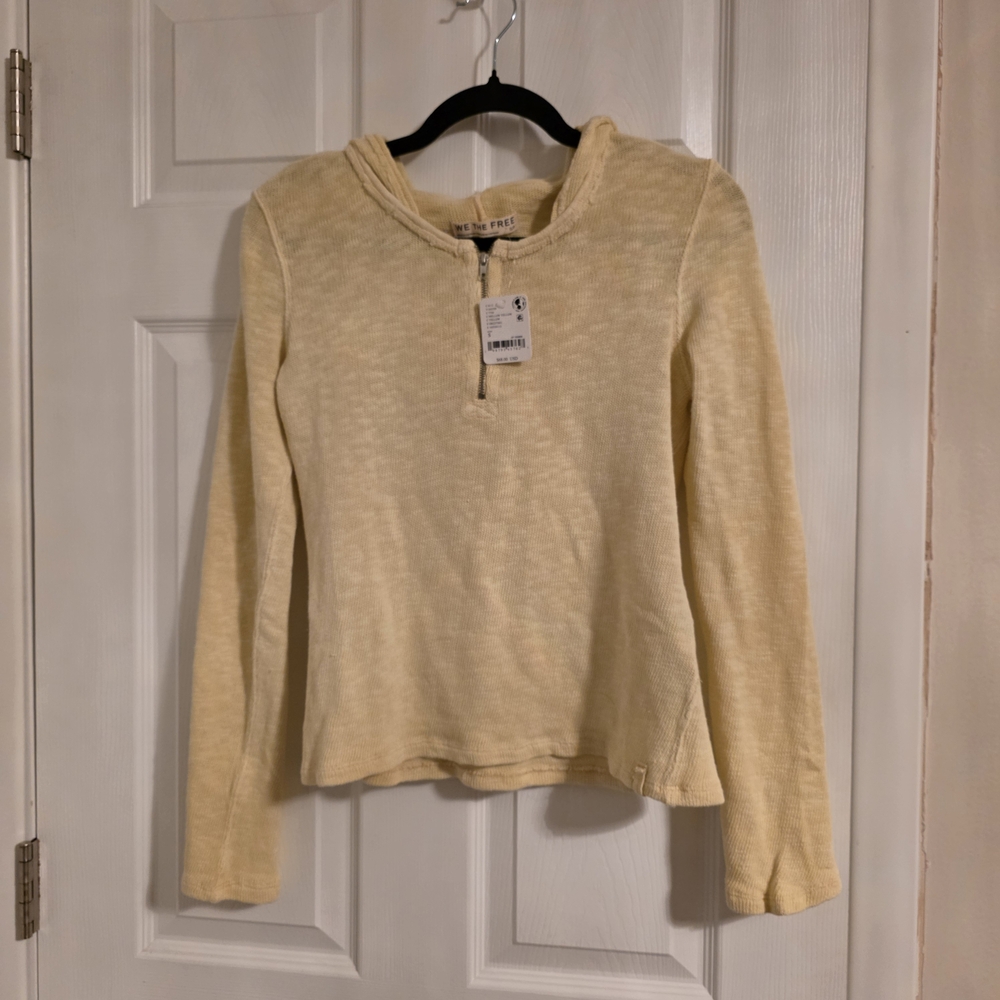 Free People Light Yellow Long Sleeve Blouse